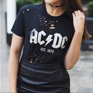 AC/DC Nibbled Black T-Shirt by And Finally Size Medium
